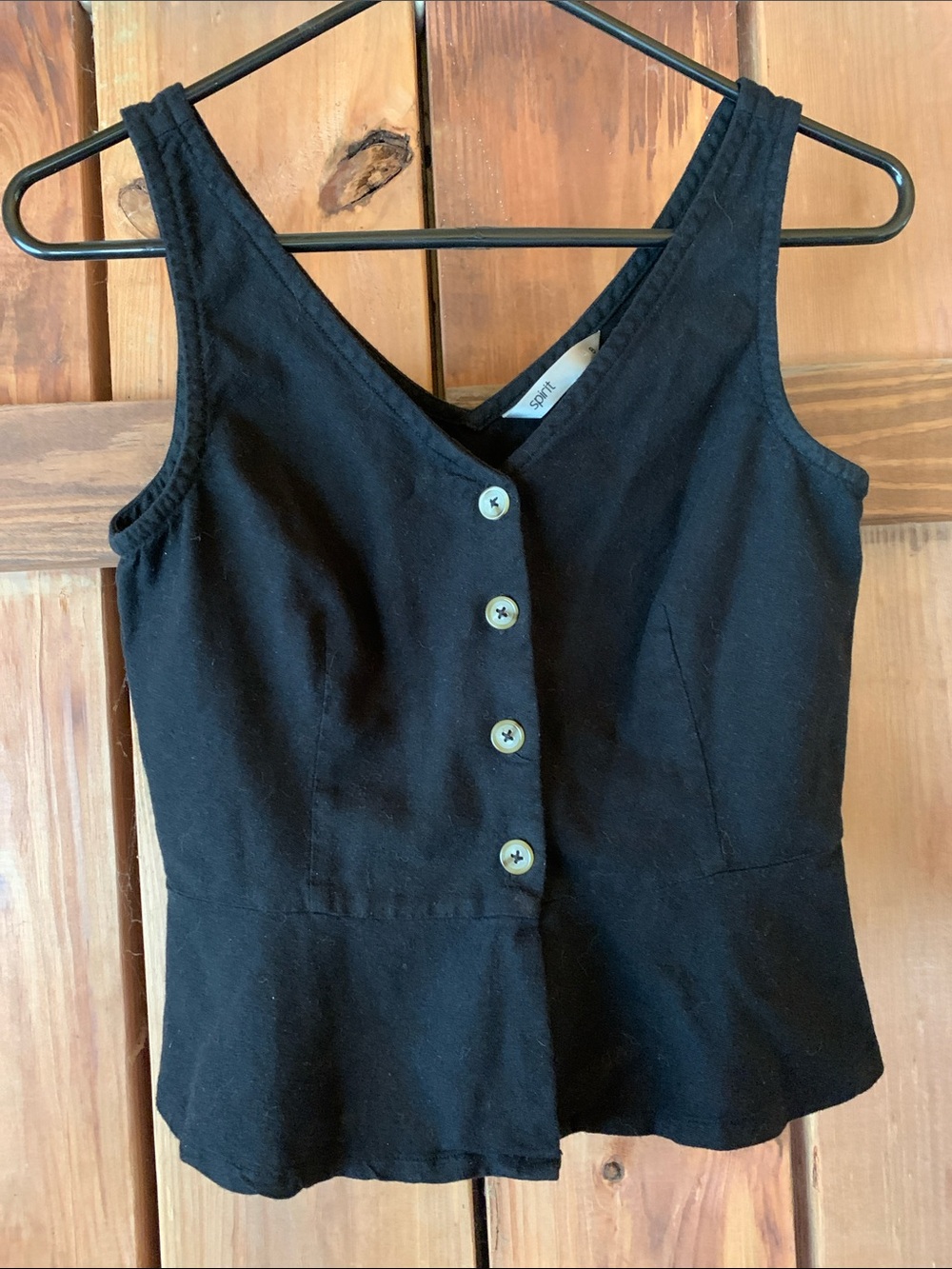 Spirit Black Button-Front V-Neck Camisole